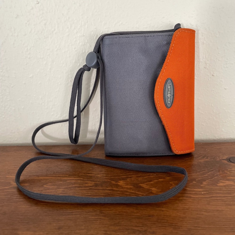 Samsonite Travel Passport Case Crossbody Bag Orange‎ gray wallet cardholder